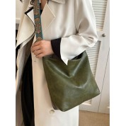 Wide Strap Leather Shoulder Bag