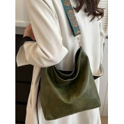 Wide Strap Leather Shoulder Bag