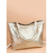 Large Metallic Leather Tote Bag