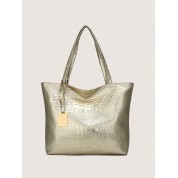 Large Metallic Leather Tote Bag