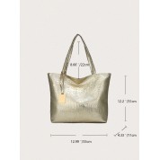 Large Metallic Leather Tote Bag