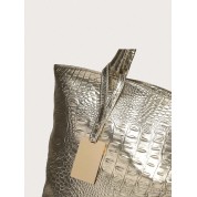 Large Metallic Leather Tote Bag