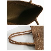 Straw And Leather Tote Bag