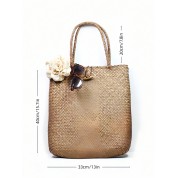 Straw And Leather Tote Bag