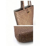 Straw And Leather Tote Bag