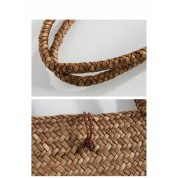 Straw And Leather Tote Bag