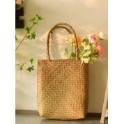 Straw And Leather Tote Bag