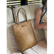 Straw And Leather Tote Bag