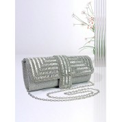 Large Silver Clutch Evening Bag