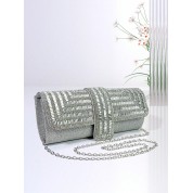 Large Silver Clutch Evening Bag