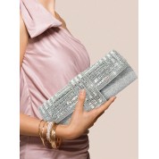 Large Silver Clutch Evening Bag