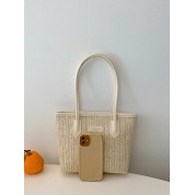 Vegan Leather Woven Tote Bag