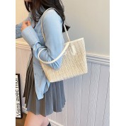 Vegan Leather Woven Tote Bag