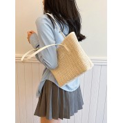 Vegan Leather Woven Tote Bag