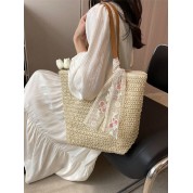 Straw Woven Beach Tote Bag