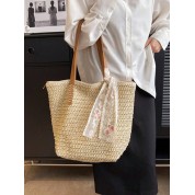 Straw Woven Beach Tote Bag