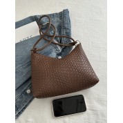 Brown Leather Tote Shoulder Bag