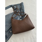 Brown Leather Tote Shoulder Bag