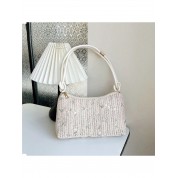 Zippered Straw Bag With Shoulder Strap