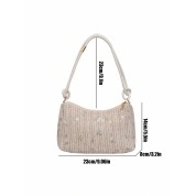 Zippered Straw Bag With Shoulder Strap