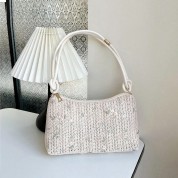 Zippered Straw Bag With Shoulder Strap