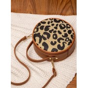 Leopard Print Round Cross Body Bag