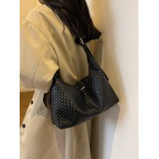 Black Woven Leather Crossbody Bag