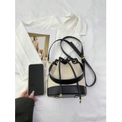 Faux Leather Crossbody Tote Bag