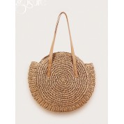 Circle Handle Straw Day Bag