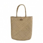 Straw And Leather Tote Bag