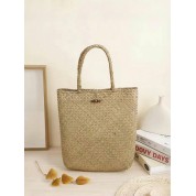 Straw And Leather Tote Bag