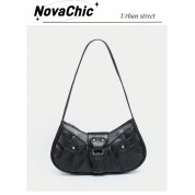 Black Leather Studded Shoulder Bag