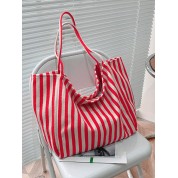 Striped Canvas Beach Tote Bag