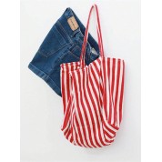 Striped Canvas Beach Tote Bag