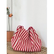 Striped Canvas Beach Tote Bag