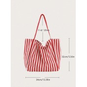 Striped Canvas Beach Tote Bag