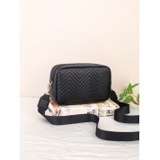 Black Patent Quilted Shoulder Bag