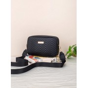 Black Patent Quilted Shoulder Bag