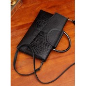 Black Leather Clutch Crossbody Bag