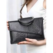 Black Leather Clutch Crossbody Bag