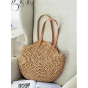 Circle Handle Straw Day Bag