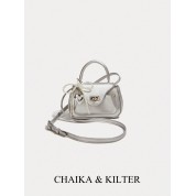 Small Silver Leather Crossbody Bag