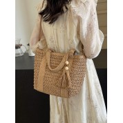 Extra Large Vintage Woven Straw Tote Bag